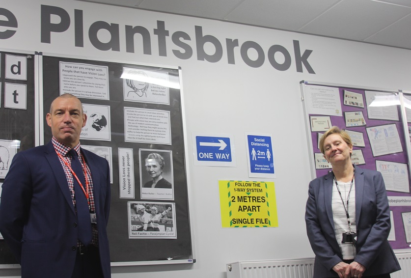 Tracy Campbell, who has been headteacher at Plantsbrook School for nearly 20 years and Jason Farr, who will take up the position after she retires this month.
