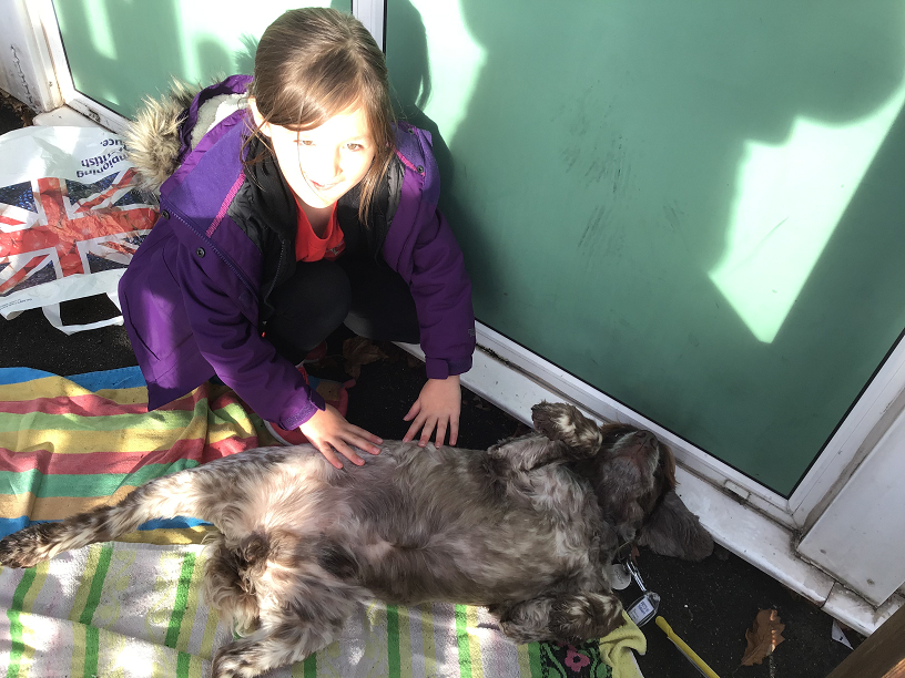 Mere Green pupil Bella with Reading dog Snoopy 