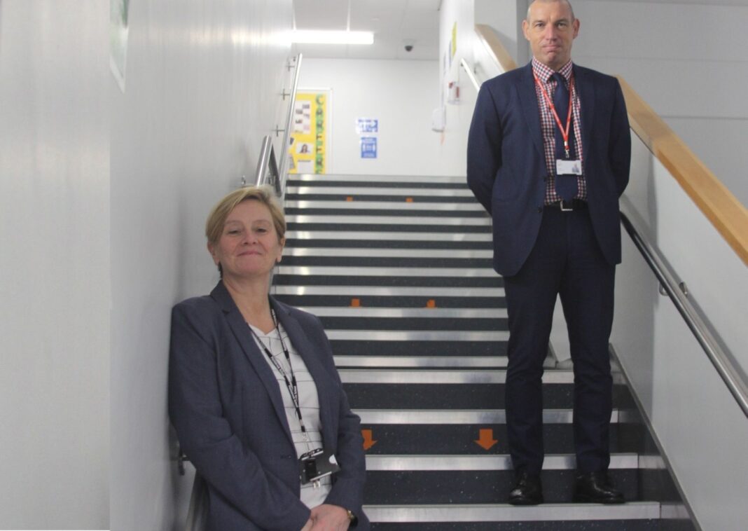 Tracy Campbell, who has been headteacher at Plantsbrook School for nearly 20 years and Jason Farr, who will take up the position after she retires this month.