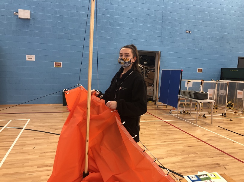 Plantsbrook's testing facility is now being dismantled in the school's sports hall.