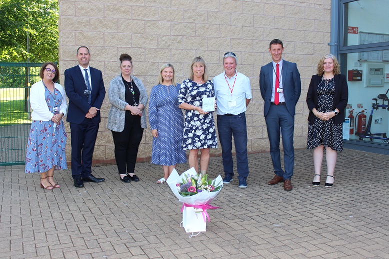 Jane Humphreys, the Arthur Terry School, Neil Warner, Director of Education (ATLP), Samantha Kibble, Headteacher of Arthur Terry School, Jodie Bryant (Sue’s daughter), Colin Bailey (Sue’s husband), Richard Gill CEO of the ATLP, Anna Newson, Head of PR & Communications, ATLP.