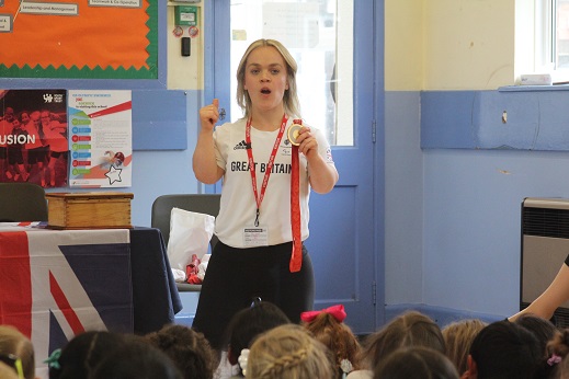 The students were spellbound by Ellie’s talk about her Paralympic triumphs.