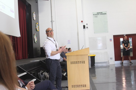 Arthur Terry Director of Careers Alex Zarifeh talks to the students.