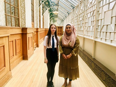 Sarah with Cllr Mariam Khan, Cabinet Member for Health and Social Care, who answered her question.