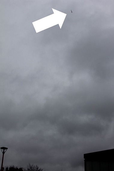 Navy visit Stockland Green School: One of the flares soars above the school buildings.