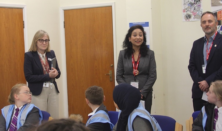 VIPs visit John Willmott - Deputy Lord Lieutenant of the West Midlands, Jenny Loynton talks to John Willmott pupils.