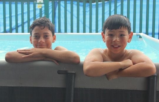 Town Junior swimming pool  - James Moore-Scalise, aged 11, and ten-year-old Thomas Howell-Jones enjoy the pool at Town Junior School.
