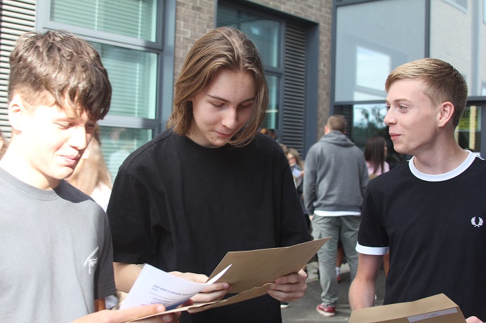 Students open their results.