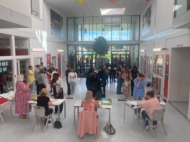 Stockland Green GCSE 2023 - students pick up their results.