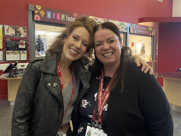 Arthur Terry alumni Jessika with headteacher Sam Kibble - who taught her drama when she was a student at the school.