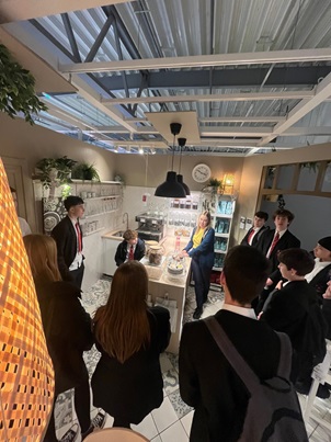 Plantsbrook Design Technology students being show around the store.