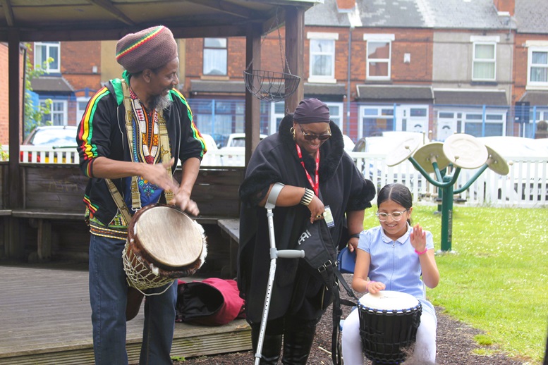 The pupils enjoyed African drumming during the event to honour the memory of the famous Brummie poet.