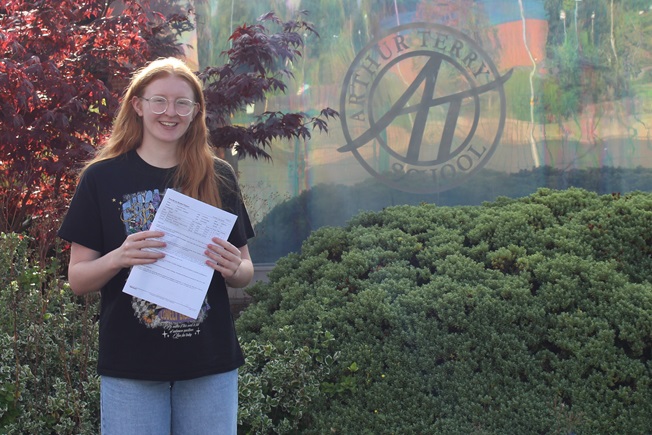 Arthur Terry A-Levels 2024 – Cerys Acton, who has also secured a place at the University of Oxford.