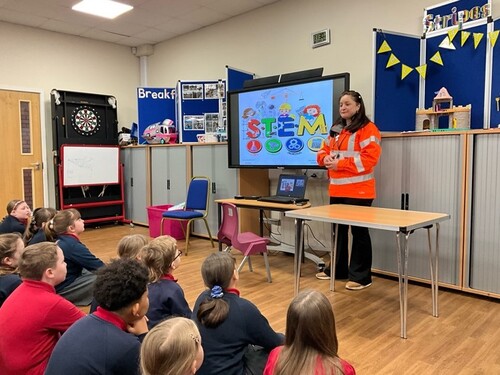 Fatima, a civil engineer and design co-ordinator, told the pupils about her work for  Systra.