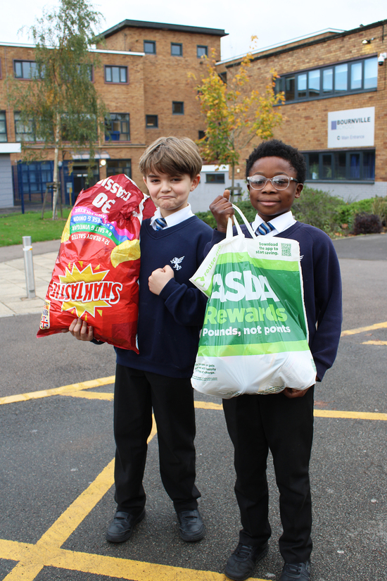 Bournville School foodbank donation: Primary and secondary students at the all through school took part in the project.
