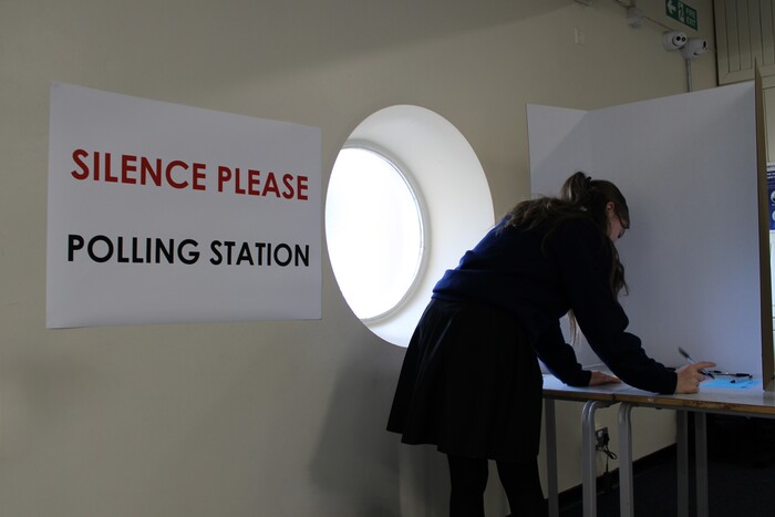 A polling station was set up so students could get the full experience of voting in an election.